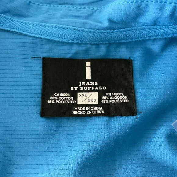 Men's XXL Blue Button-Up Shirt Jeans by Buffalo Short Sleeve Casual Fit New - Picture 6 of 12